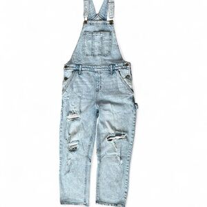 love, Fire Women's Light Blue Distressed Overalls